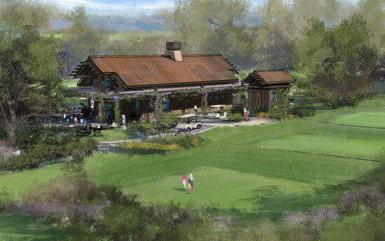 Artist rendering of the Outpost comfort station and grill