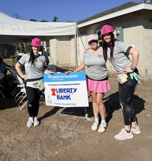 Liberty Bank volunteers at the Women Build event for Habitat.