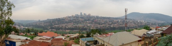Sitting atop a hill, the central part of the city of Kigali, Rwanda