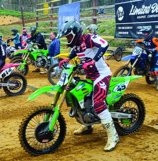 Dana Cottell on the starting Gate 2025 Masters series at Budds Creek MX