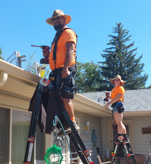 Installers James and Rachael bring hands-on care and precision to every Peterson Canvas & Awning installation.