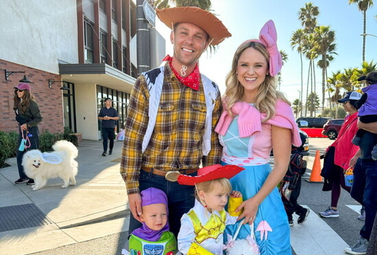 Matt and his family dressed as Toy Story characters at the Riviera Village Halloween Trick or Treat Event.