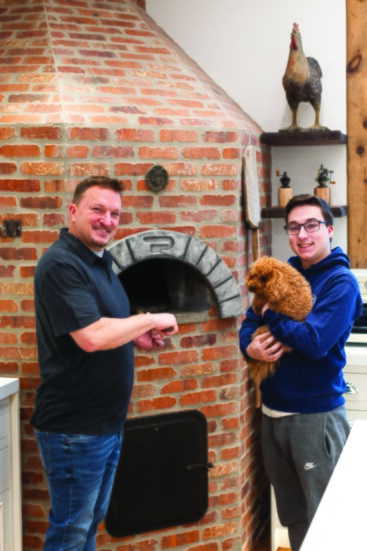 Mike Giacopelli with his son Mike & custom brick pizza oven