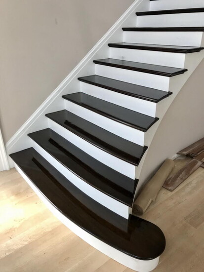 Steps renovated with bullnose/curtail design