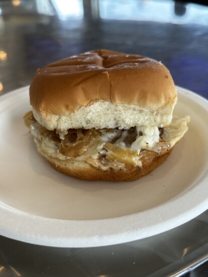 White Hut's cheeseburger with famous onions.