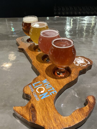 The flight at White Lion Brewing Company