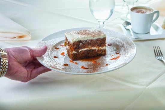 Carrot cake with caramel sauce