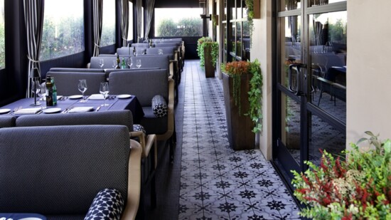 The beautiful covered patio seating