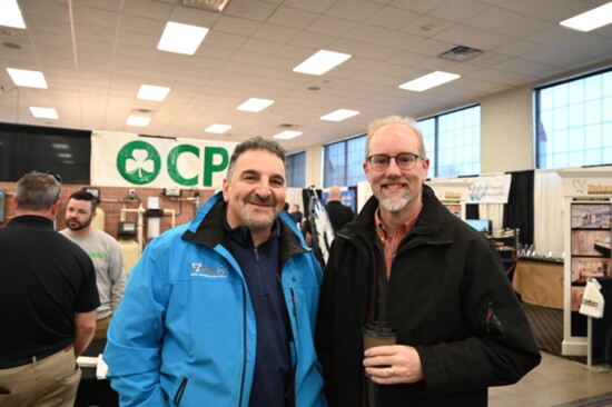 FCBIA Board Member Tony Checchia (VCRE.CO) and Mayor Michael O'Connor enjoy the exhibits.