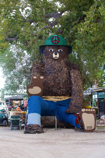 A towering 25-foot Smokey the Bear welcomed visitors to Camp Junkstock’s whimsical fall festival experience.