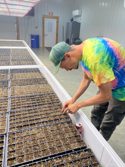 Justin with Seedlings