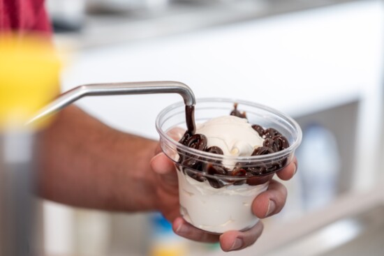 Making a pecan Hot Fudge Sundae | Photography by Sunny Rajabi