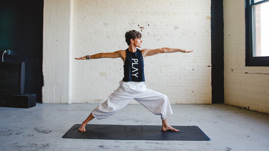 Warrior II (Virabhadrasana II): Steady power. Wide, grounded feet, front knee bent, arms extended. Builds: strength, hip mobility/stability, mental stamina.