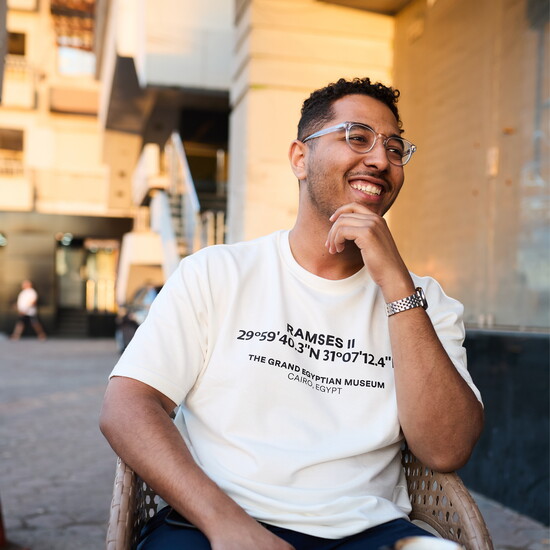 Me having coffee on the side of the road with friends in Alexandria near the Mediterranean Sea 