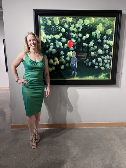Anna with her Best In Show award winning piece at the Governor's Show- Red Balloon