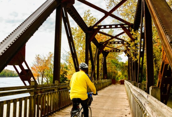 Katy Trail, the country's longest continuous recreational rail trail, runs 240 miles along the northern bank of the Missouri River.