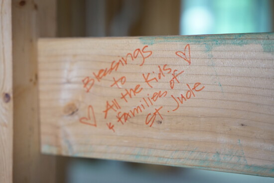 One of the boards signed in a Carillon Parc home being built.