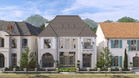 A rendering of all five builder homes in Carillon Parc.