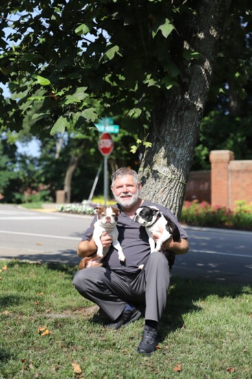 Dr. Todd Hurst and his Boston Terriers