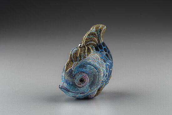 Judith Leiber, Inc. (United States, 1963-). Fish Minaudiere, 2007, silver-plated brass, Swarovski crystals, leather. Gift of the family of Vicki and Jim Mills. 
