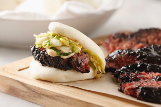 Wagyu Beef Brisket Bao Bun napa kimchi