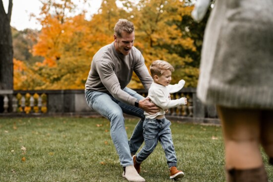 Zach Trotman plays with Luca