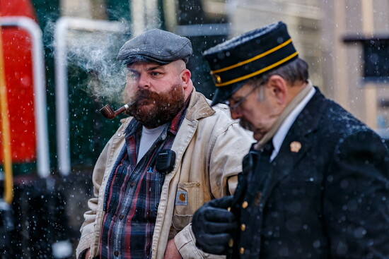 John Cavanna with one of the conductors of the North Polar Express.