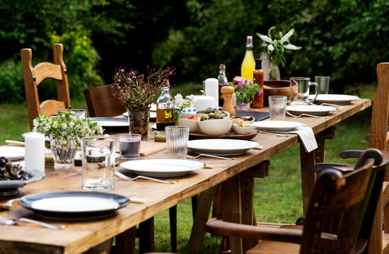 Outdoor dining table.