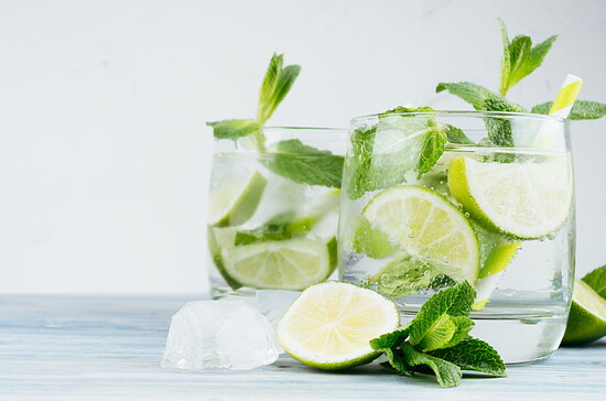 Mojitos on a table.