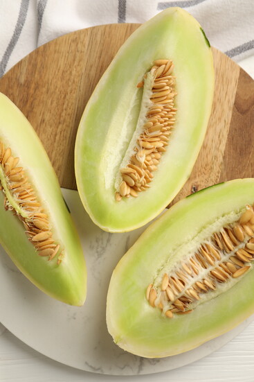 Fresh honeydew, perfect for pairing with Cardamom Lime Syrup and Vanilla Cream.