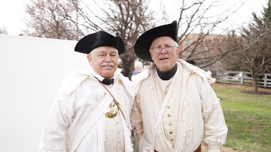 Scene from the presentation on the Revolutionary Harford County militia with training officers Don Eberhardt and William Smithson. Photo Credit: Nathan Rhodes