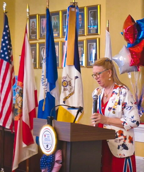 Florida State Society DAR Regent Kim Zeman speaks at the Captain James Ormond chapter's 60th anniversary on May 18, 2026.(Photo Credit: Ken English)