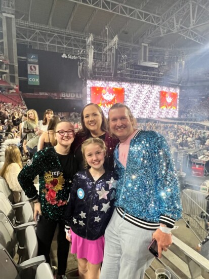 The Clowers family at a Taylor Swift concert