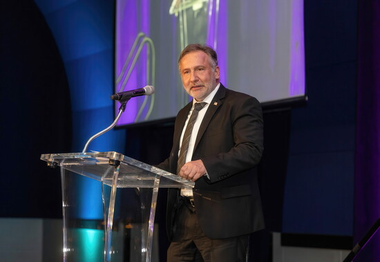 FCS Supt. Mike Looney speaks to the student award winners.