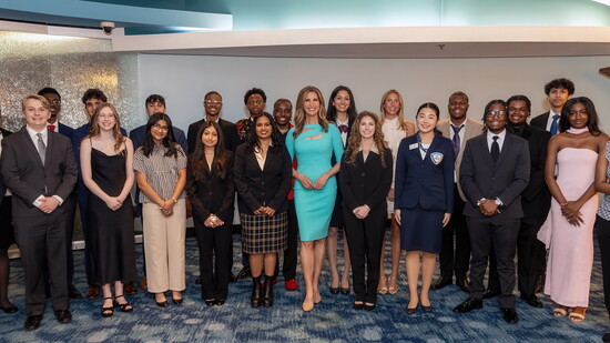 Cheryl stands with all the 2025 Students of the Year from Fulton County Schools high schools. 