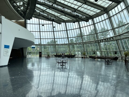 The main lobby inside An arial view of the Mashantucket Pequot Museum & Research Center