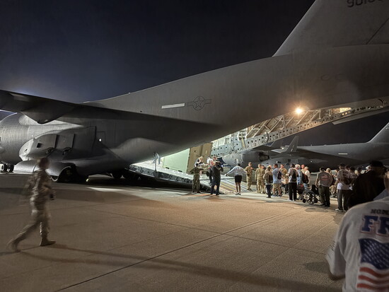 Veterans and guardians departing on one of two C-17's for the September 2025 Honor Flight. Photo By: Kelley Cox