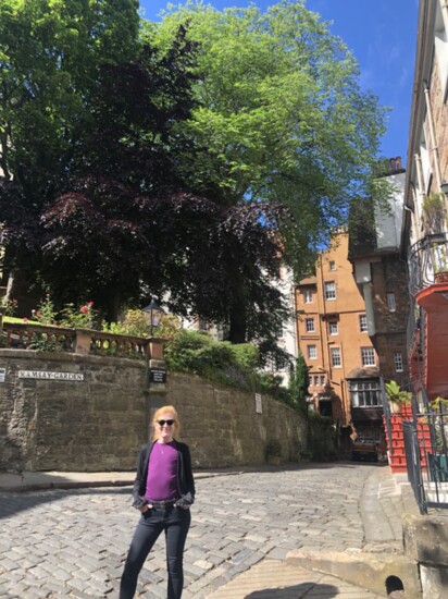 At the top of the Royal Mile outside Ramsay Gardens in Edinburgh, Scotland