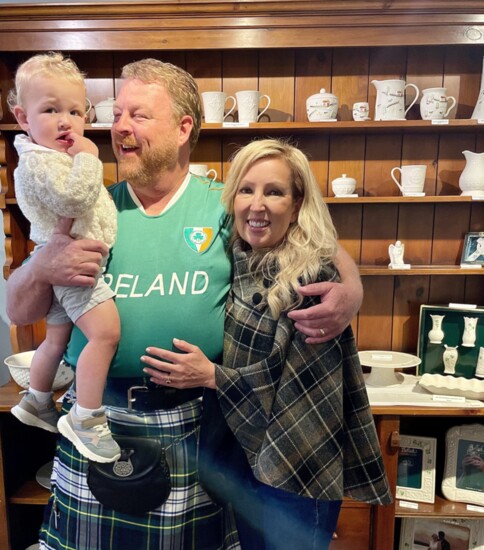 Henry, Tom and Dee Dee wearing authentic Irish apparel from Kerry Cottage