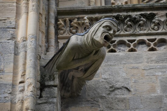 The exterior of Bayeux's Cathedral is rich with dramatic sculpture. 