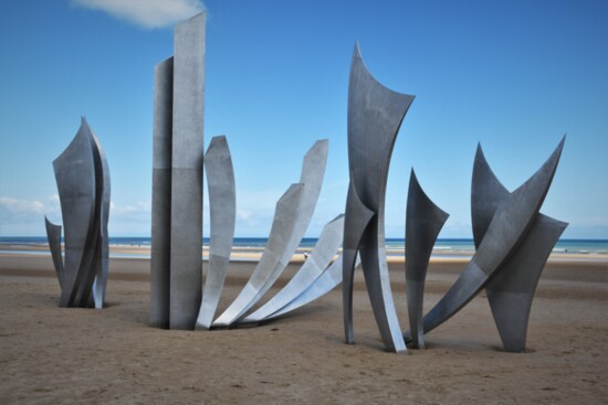 The Les Braves sculpture is a focal point on Omaha Beach where many lives were lost on D-Day.