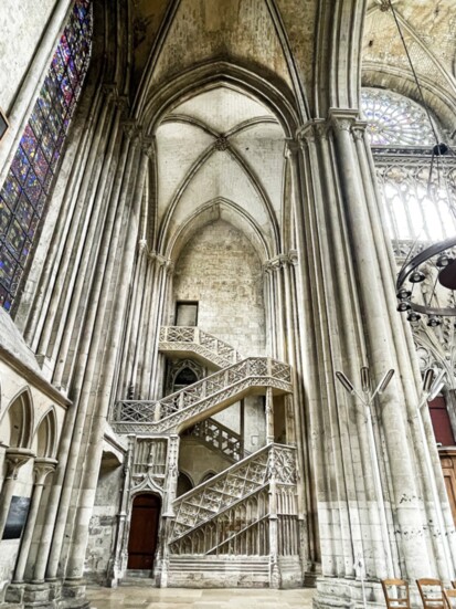 The “Staircase of the Booksellers” in the Rouen Cathedral.