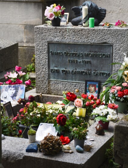 The Doors lead singer Jim Morrison is buried in Paris’ Père Lachaise Cemetery.