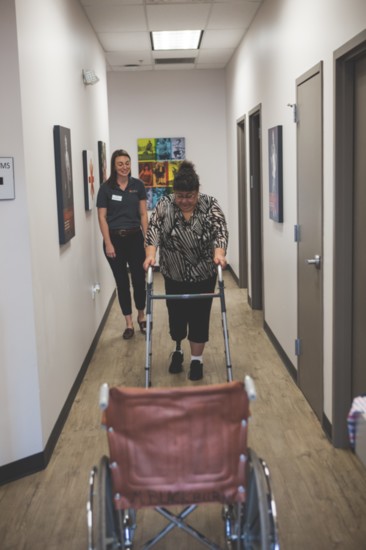 Martha and prosthetist, Brittney Burtnett. Photo taken by Jason Domingues 