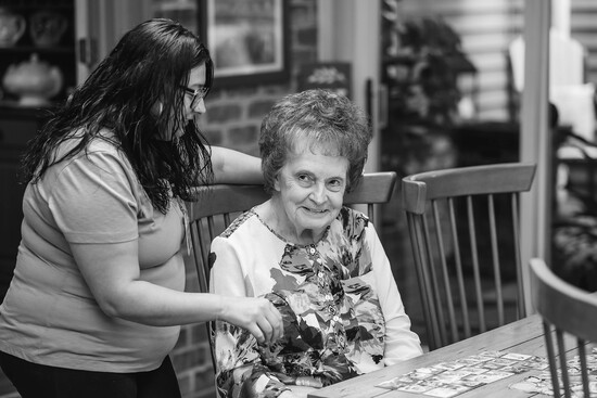Caregiver with client. Photo Credit: Kerry Dietz
