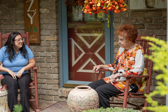 Caregiver with client. Photo Credit: Kerry Dietz