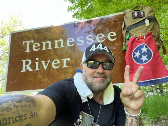 Brad Meshell crossing the Tennessee River along the Natchez Trace Parkway in Northwest Alabama.