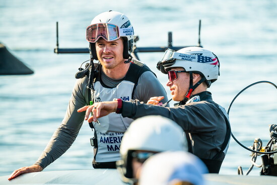 Tom Slingsby and Paul Goodison, helmsman for American Magic, Pensacola.