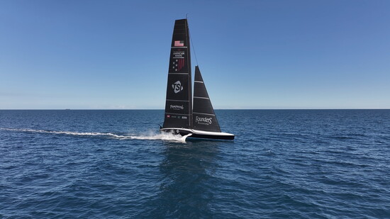 American Magic training in their AC75, Patriot, ahead of the 37th America's Cup in Barcelona, Spain.