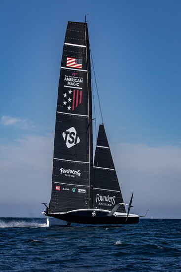 American Magic training in their AC75, Patriot, ahead of the 37th America's Cup in Barcelona, Spain.